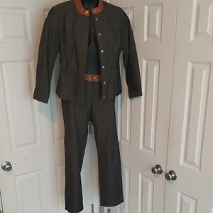 Chic Gray and Brown Two-Piece Suit